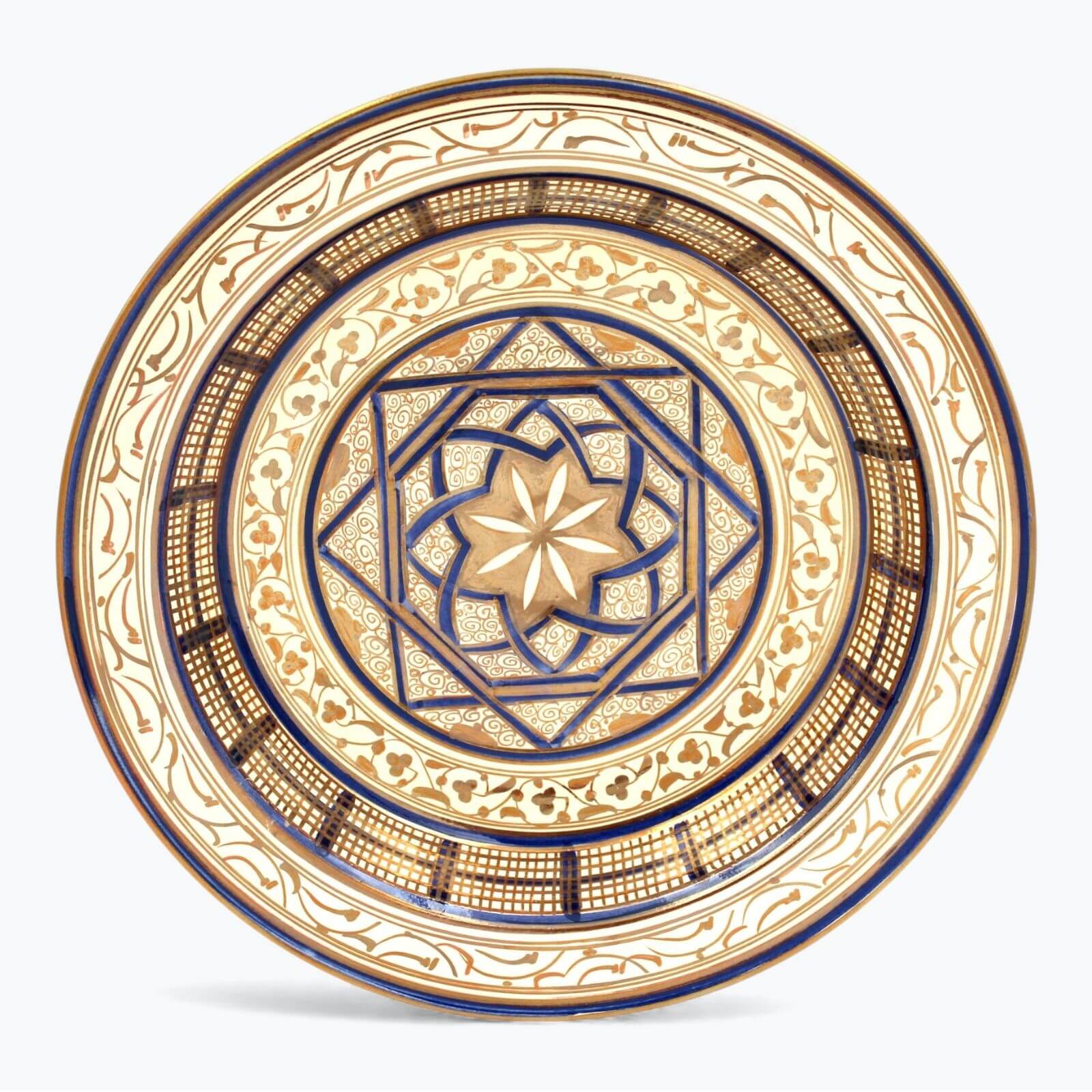Plato estrella mudéjar entrelazada de reflejo metálico