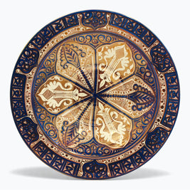 Plato lacería mudéjar de seis brazos en reflejo metálico