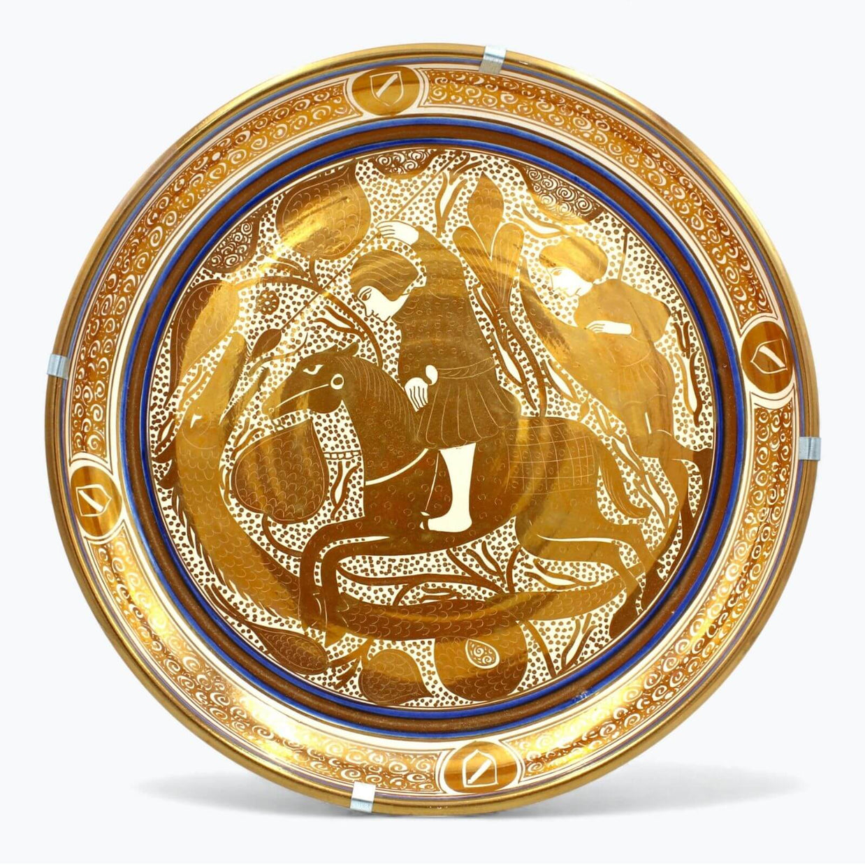 Plato del jinete y las serpientes en reflejo metálico