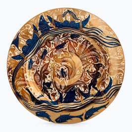 Plato mundo marino medieval en reflejo metálico