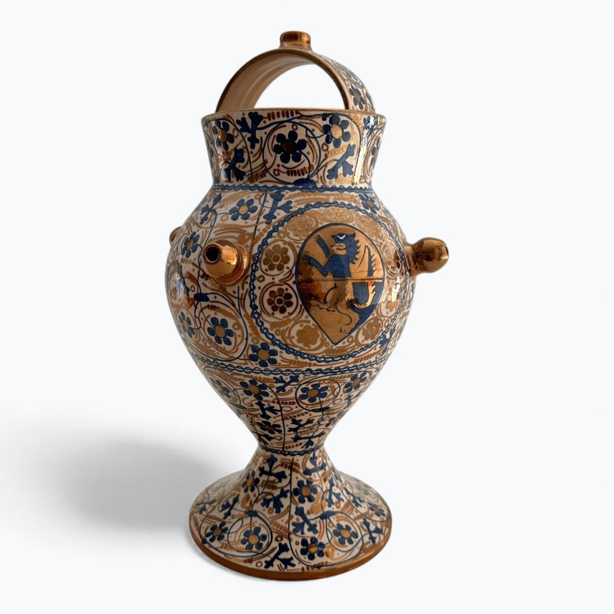 Albarelo con decoración floral en reflejo metálico