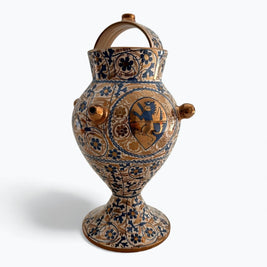 Albarelo con decoración floral en reflejo metálico