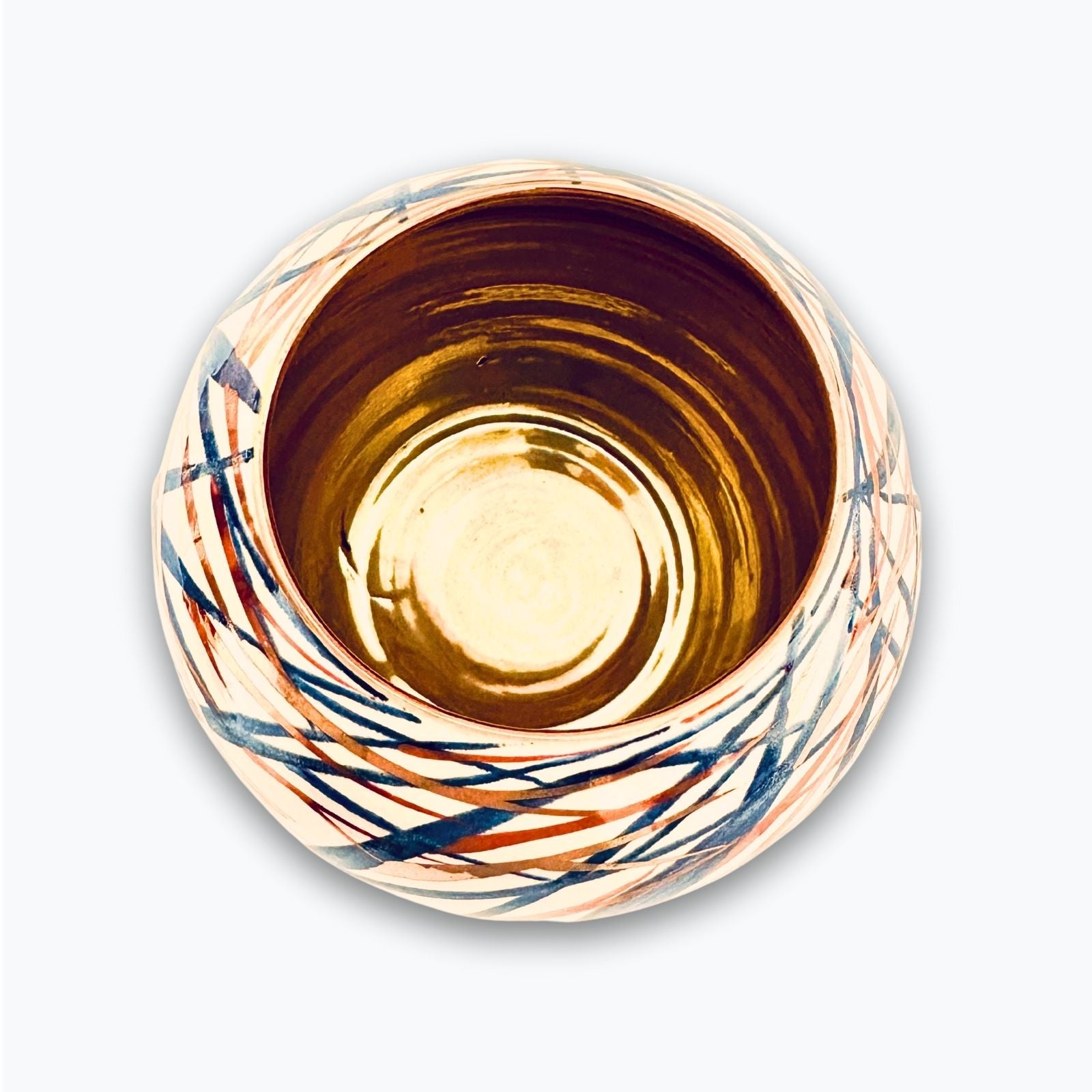 Cuenco trípode esférico copa del bosque en reflejo metálico