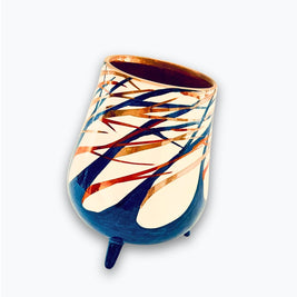 Jarrón trípode inclinado bosque en espiral de reflejo metálico