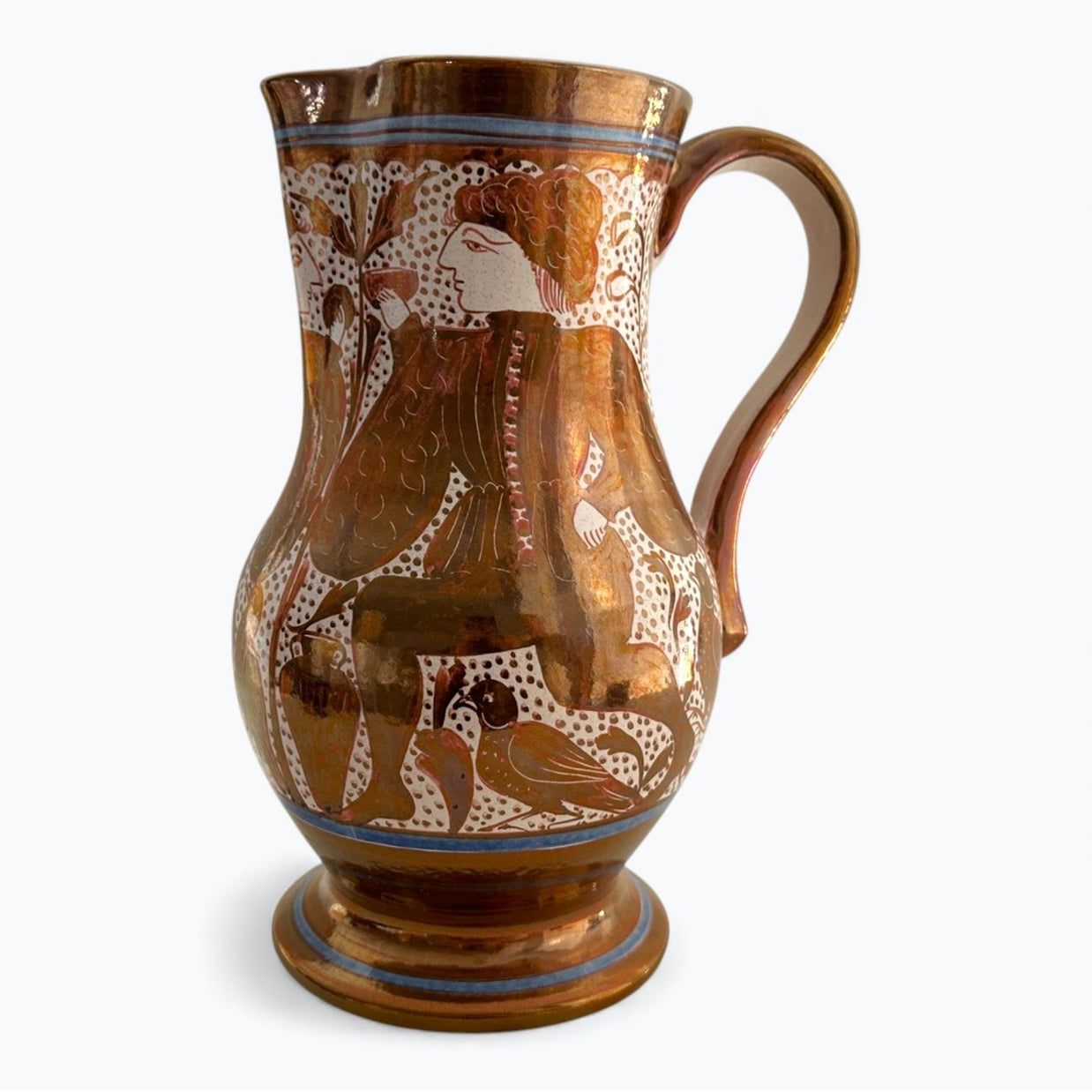 Jarro de reflejo metálico con escena cortesana