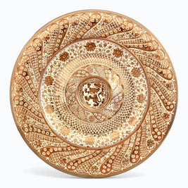 Plato roseta heráldica del león rampante en reflejo metálico